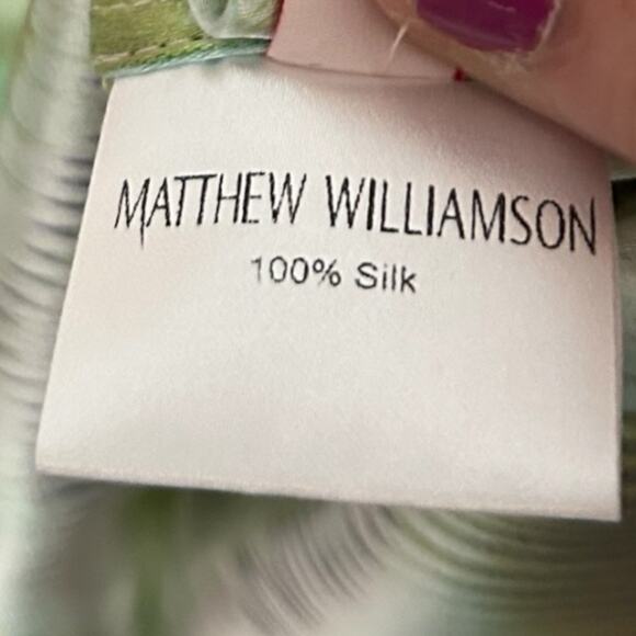 Matthew Williamson 100% Silk Shift Dress Women's 8 Abstract Nature Ombre Fall - Picture 7 of 8